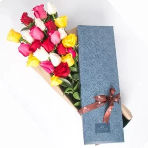 caja agata - 24 rosas variadas medellin